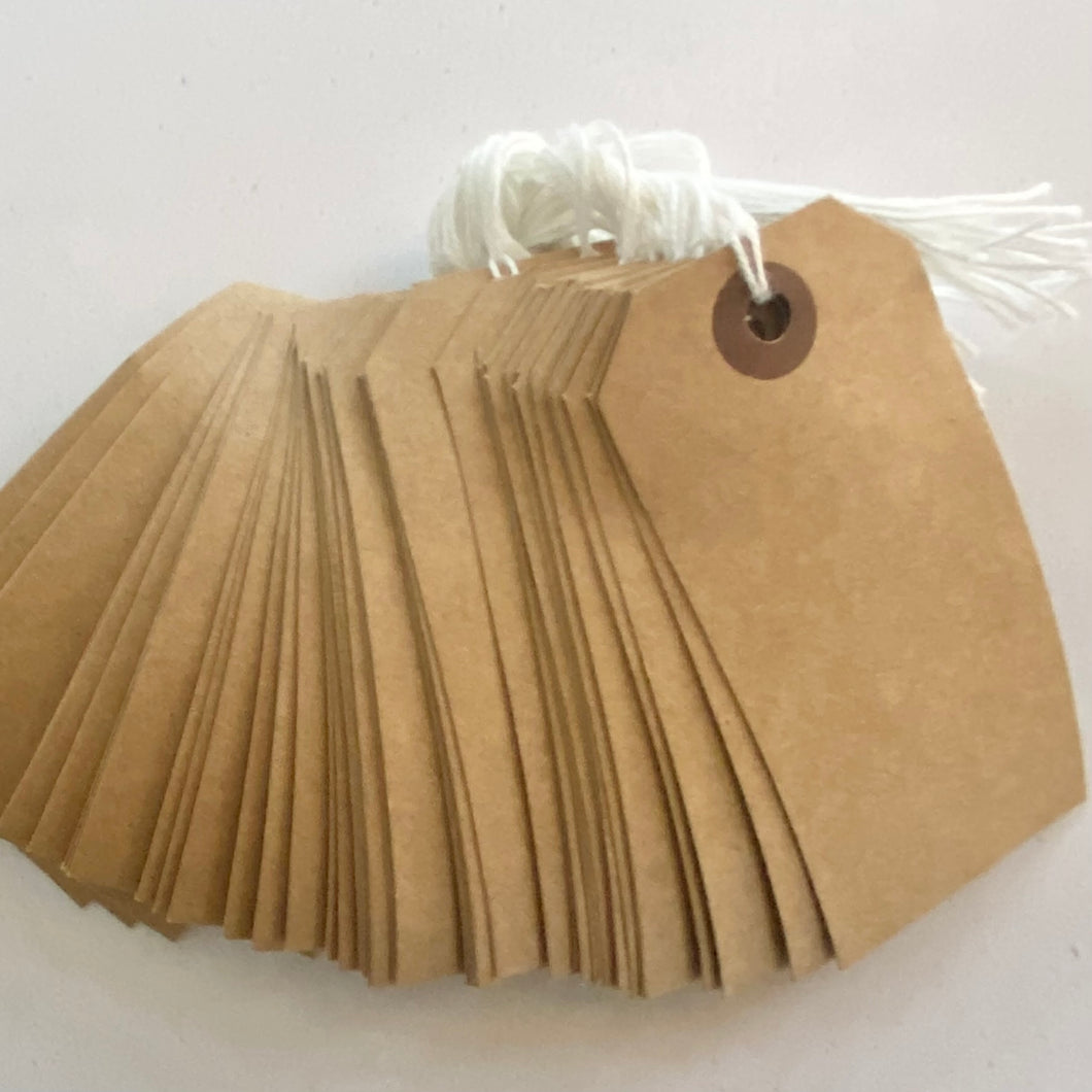Parcel tags with string