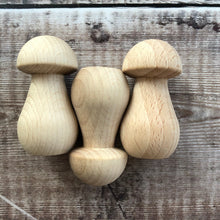Load image into Gallery viewer, Mushrooms - wooden fungi / toadstools in unbleached solid beech - large 6.8cm tall
