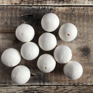 Compressed paper balls 3.5 cm diameter - white spun cotton / paper wadding shapes