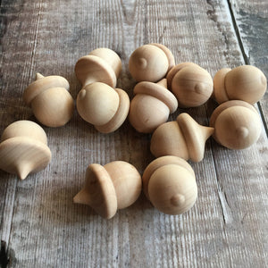 Acorns - solid wooden acorn shapes - 3.5cm tall