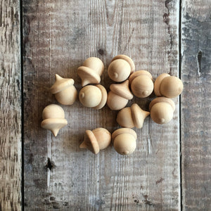 Acorns - solid wooden acorn shapes - 3.5cm tall