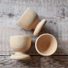 Load image into Gallery viewer, Egg cups - solid wooden beech goblet shape
