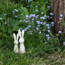 Load image into Gallery viewer, Wooden rabbits and forget-me-nots
